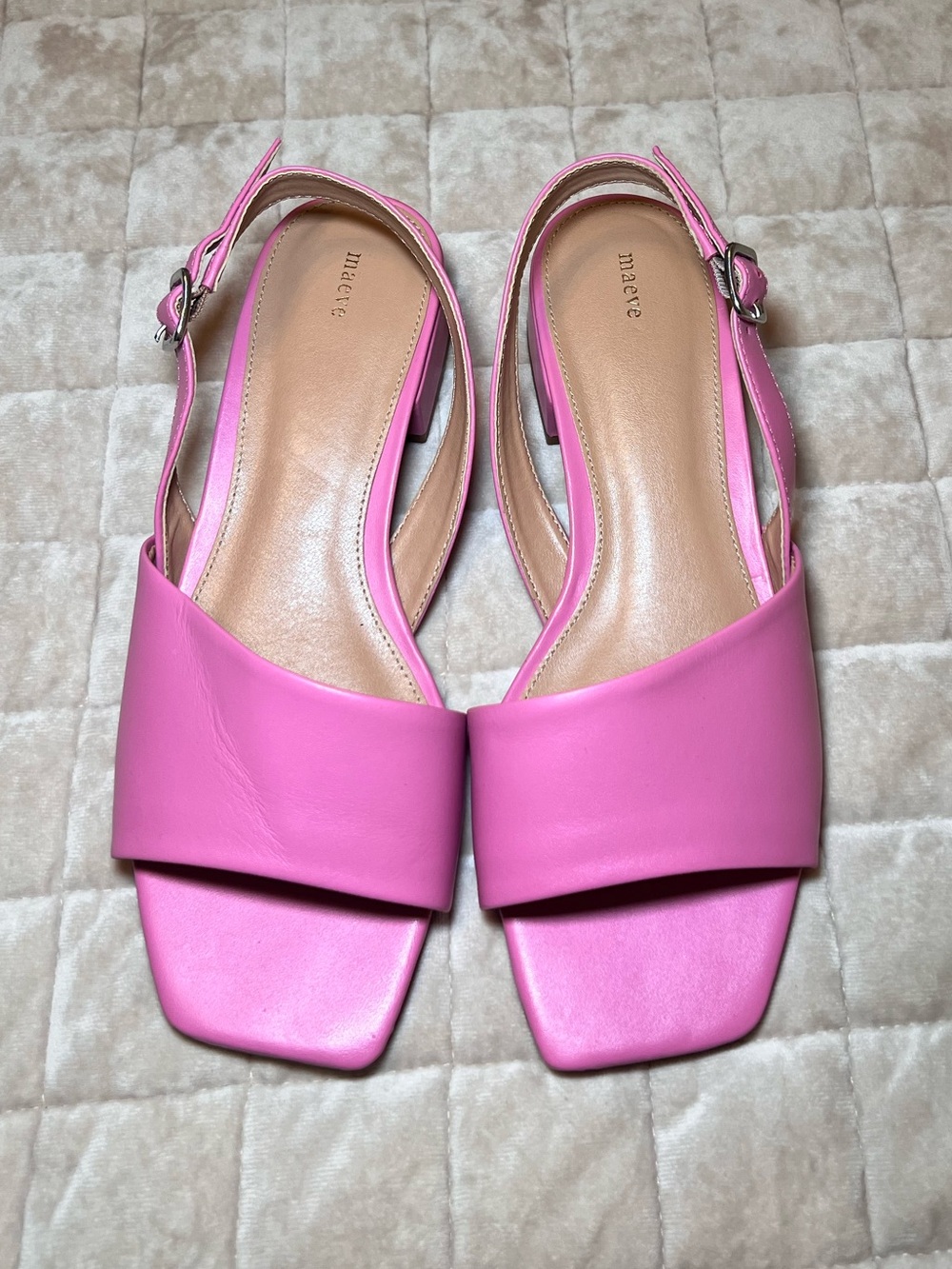 Maeve Pink Square-Toe Slingback Sandals